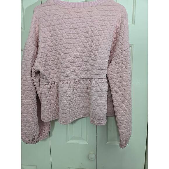 Mean Girls Look Quilted Blush Babydoll Pullover Textured Size Large - Picture 2 of 7